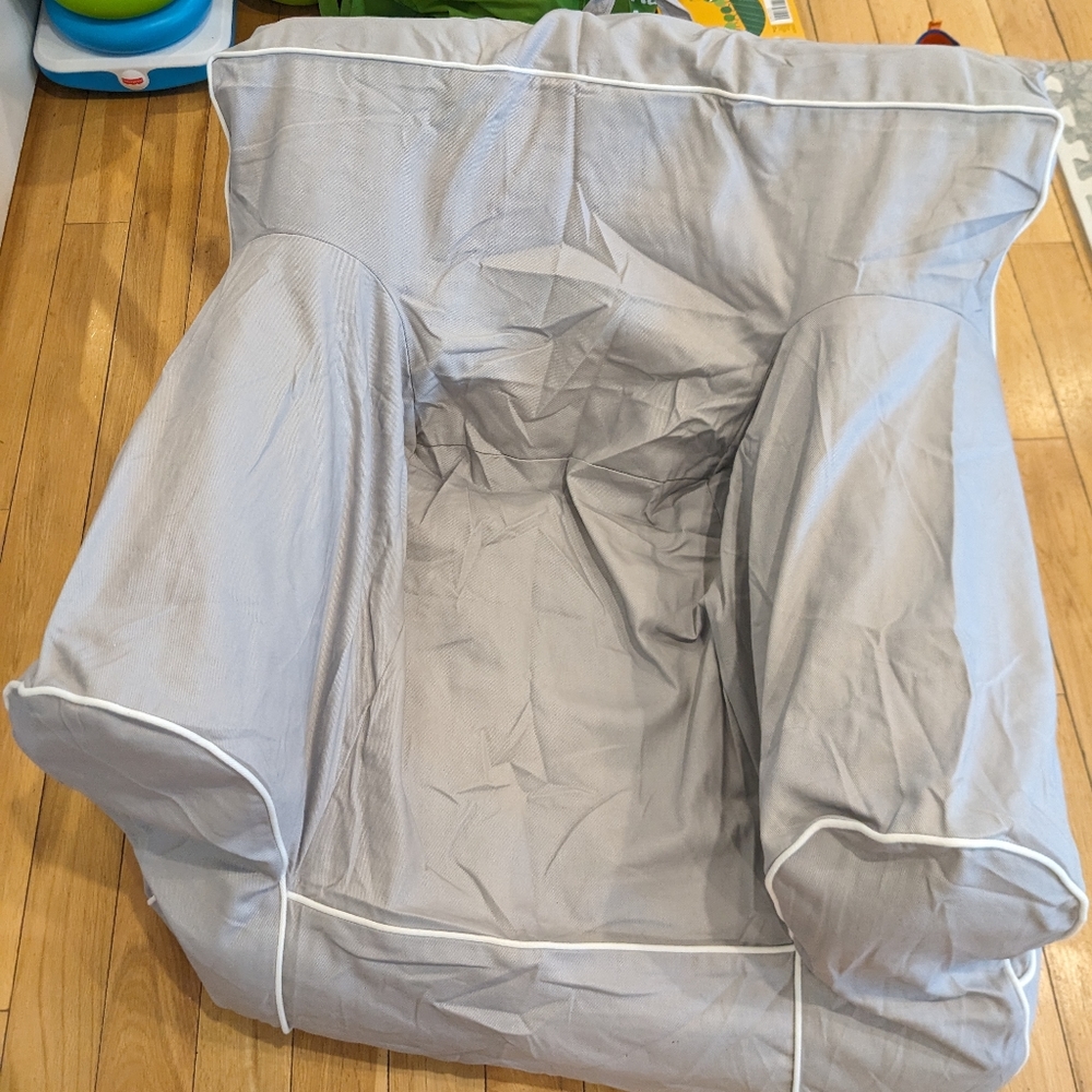 COVER ONLY! PB Oversized Anywhere Chair Cover in gray with white piping